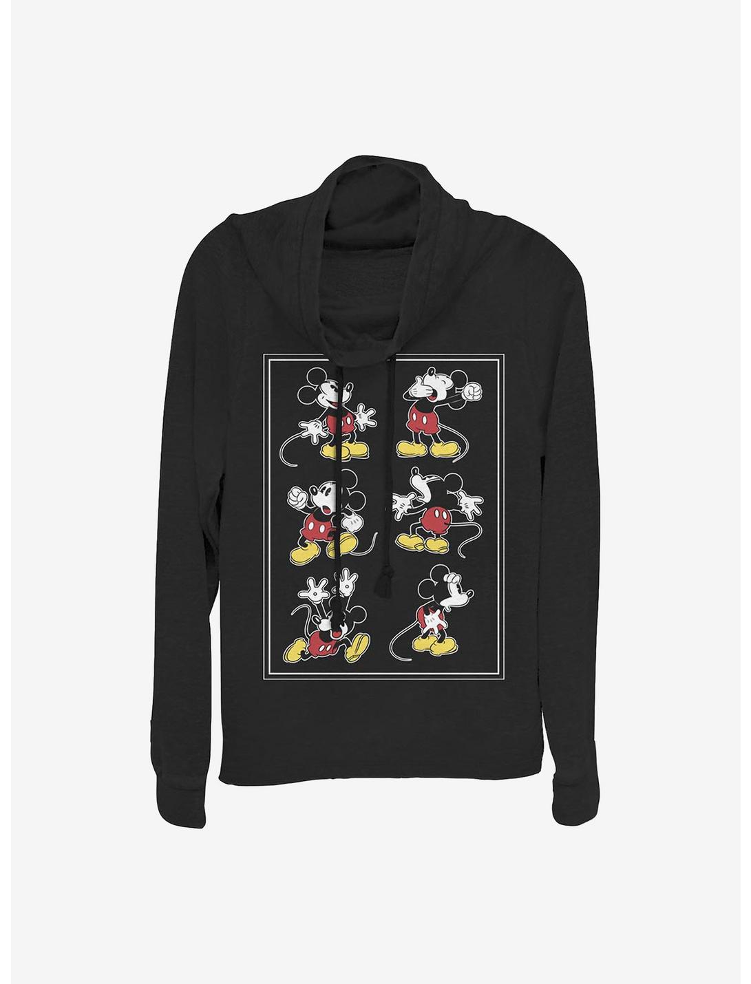 Disney Mickey Mouse Mickey Looks Cowl Neck Long-Sleeve Womens Top, BLACK, hi-res