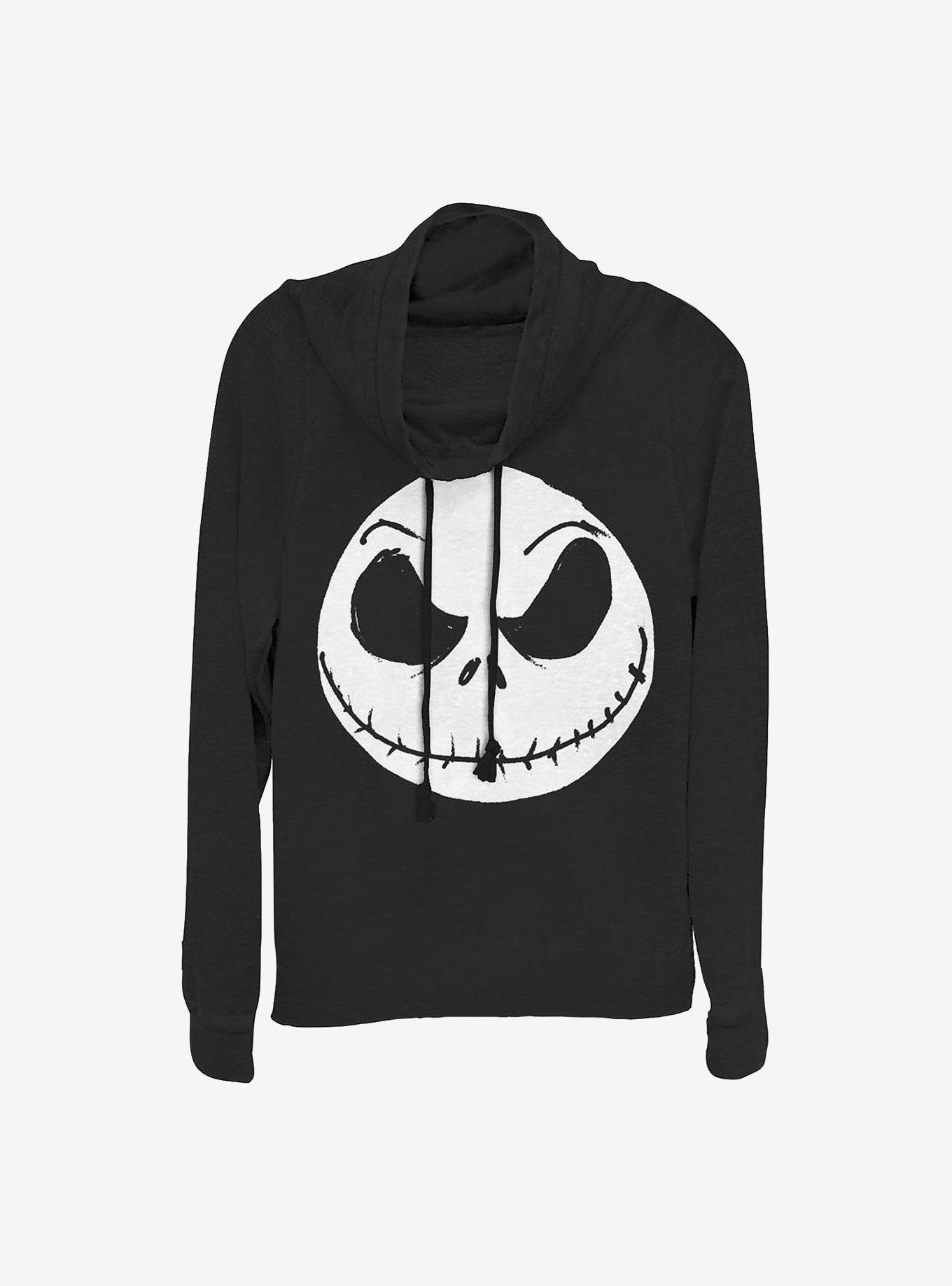 Disney The Nightmare Before Christmas Big Face Jack Cowl Neck Long-Sleeve Womens Top, , hi-res