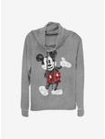 Disney Mickey Mouse Mickey Poly Cowl Neck Long-Sleeve Womens Top, GRAY HTR, hi-res