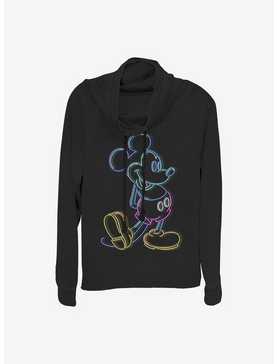 Disney Mickey Mouse Neon Mickey Cowl Neck Long-Sleeve Womens Top, , hi-res