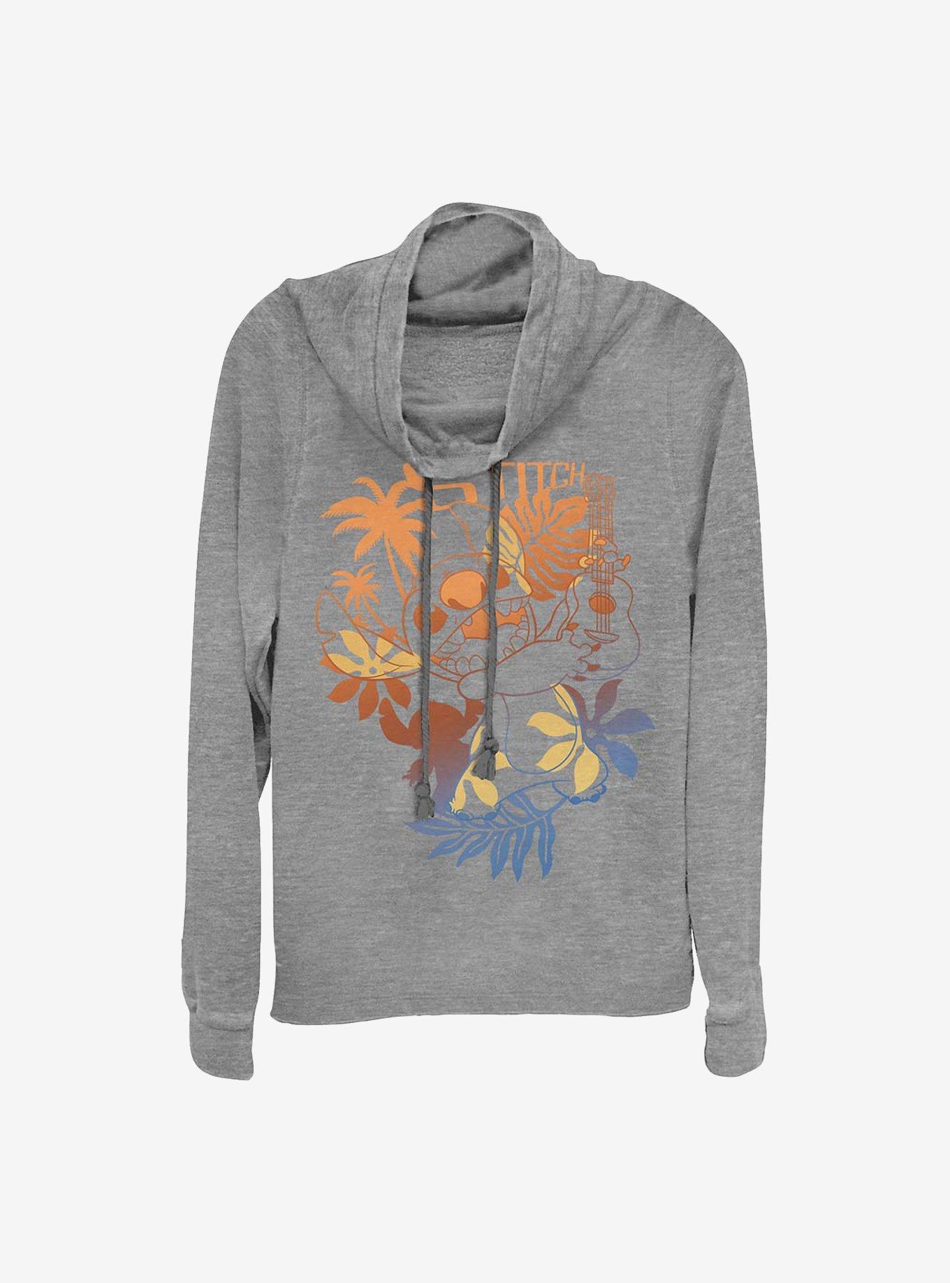 Disney Lilo And Stitch Aloha Cowl Neck Long-Sleeve Womens Top