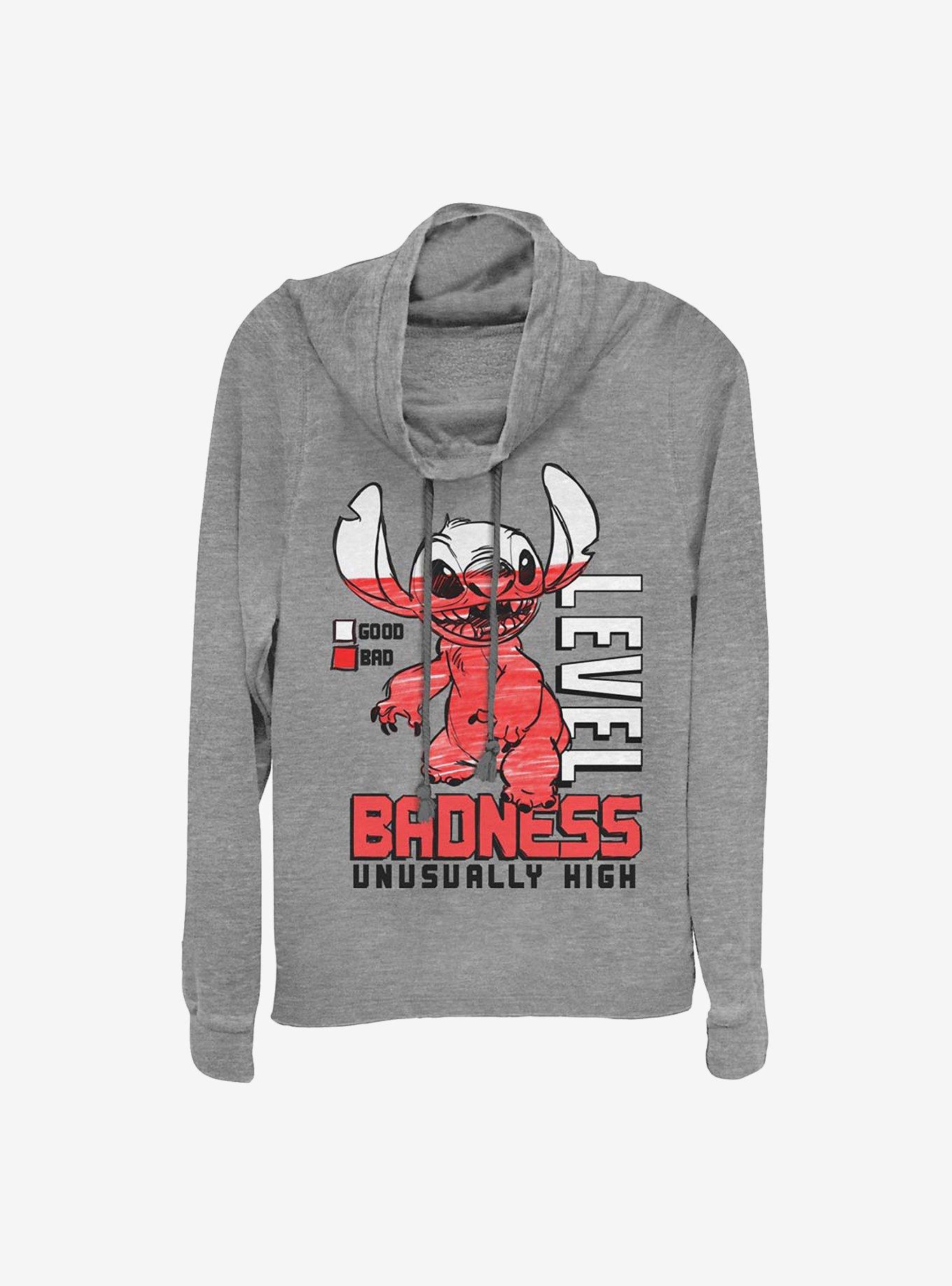Disney Lilo And Stitch Badness Level Cowl Neck Long-Sleeve Womens Top, , hi-res