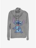 Disney Lilo And Stitch Basic Stitch Cowl Neck Long-Sleeve Womens Top, GRAY HTR, hi-res
