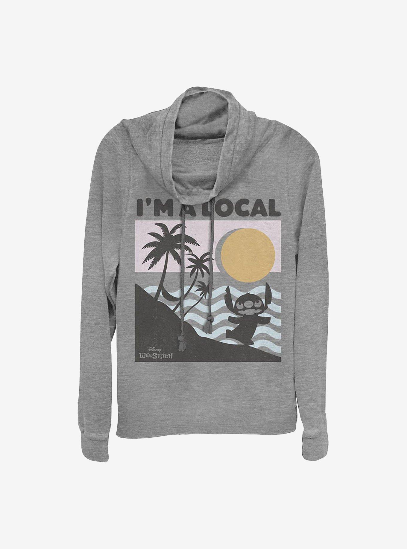 Disney Lilo And Stitch Beach Scene Cowl Neck Long-Sleeve Womens Top, , hi-res
