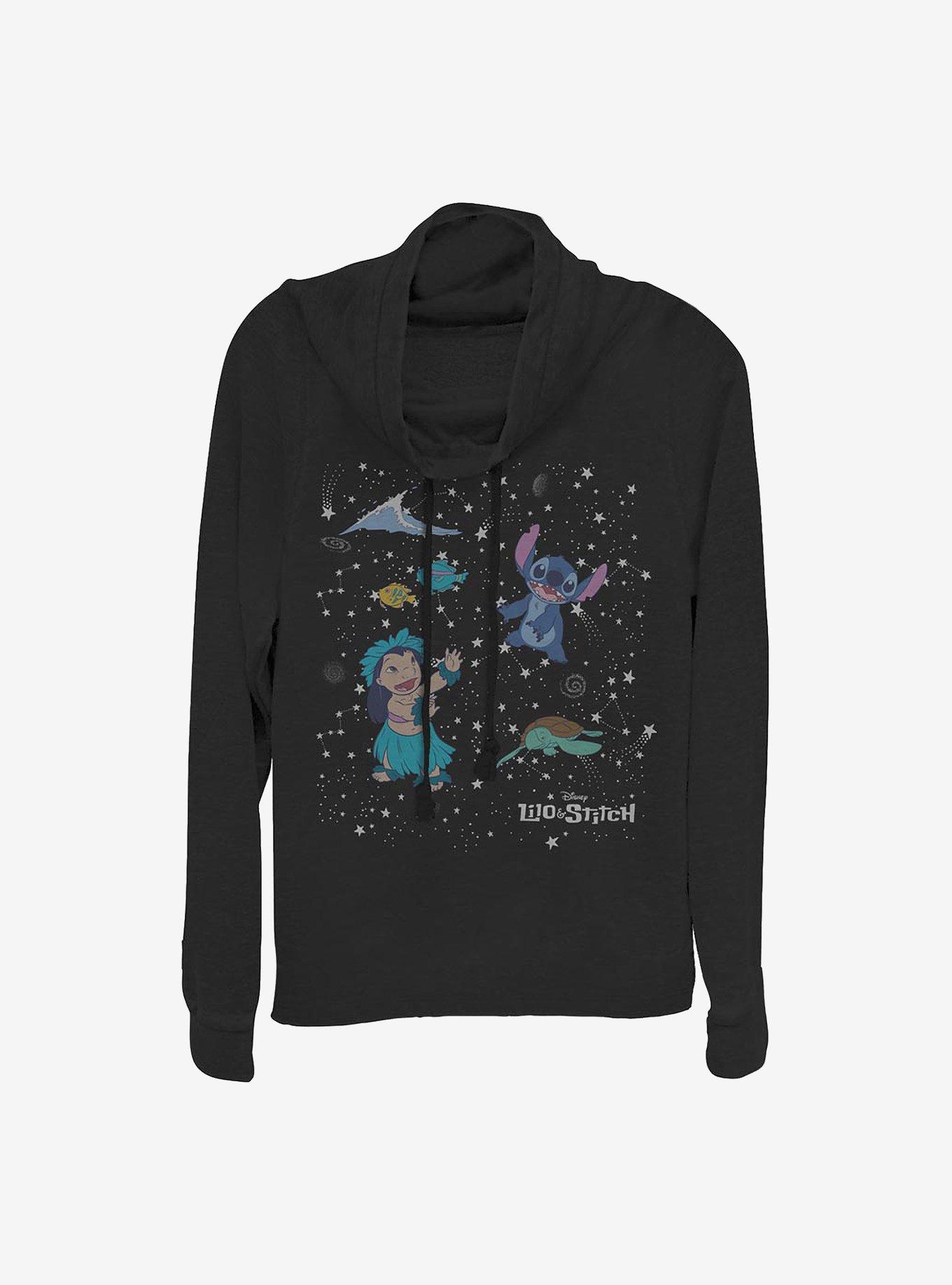 Disney Lilo And Stitch Constellation Cowl Neck Long-Sleeve Womens Top, , hi-res