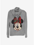Disney Minnie Mouse Big Minnie Holiday Cowl Neck Long-Sleeve Womens Top, GRAY HTR, hi-res