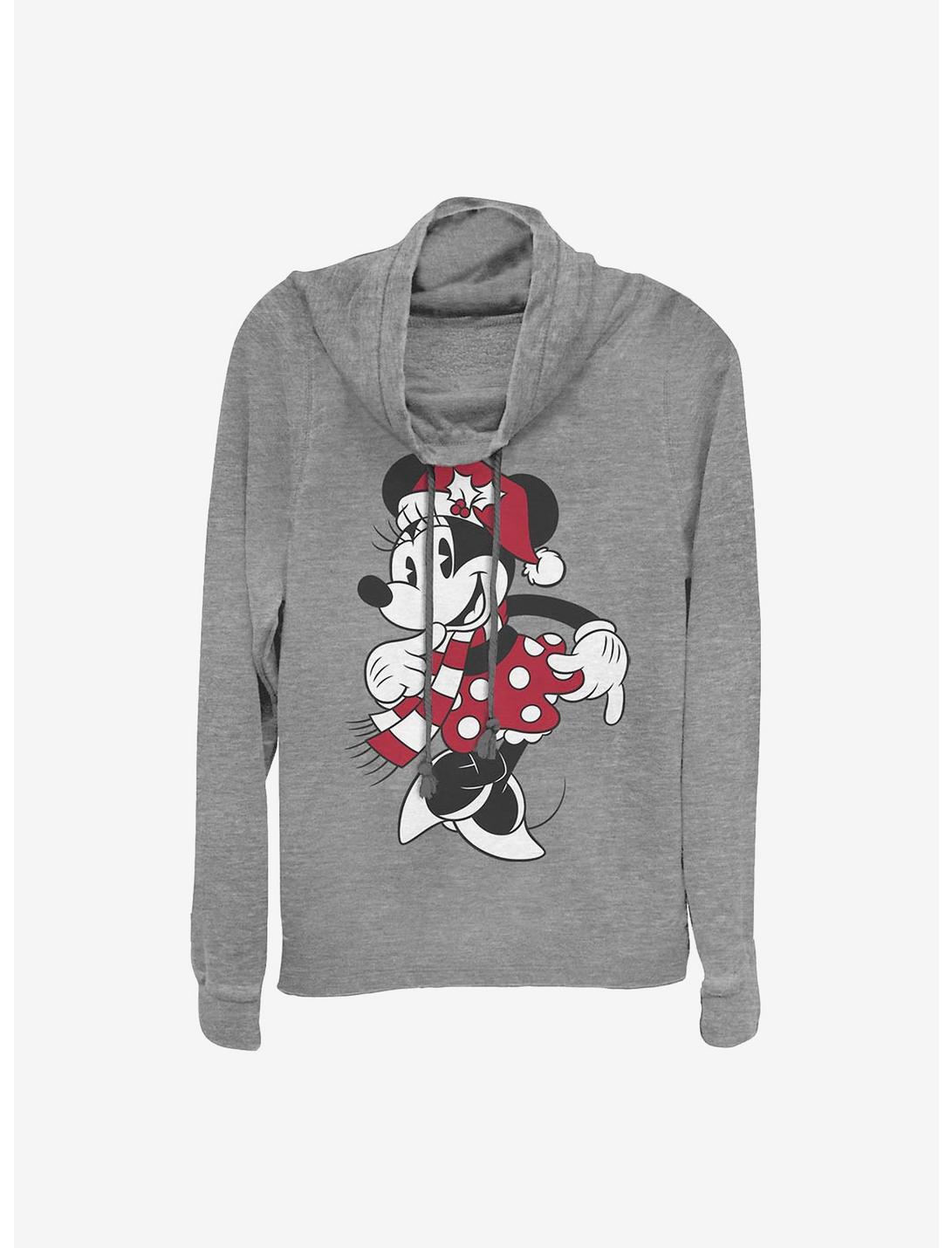 Disney Minnie Mouse Minnie Hat Cowl Neck Long-Sleeve Womens Top, GRAY HTR, hi-res