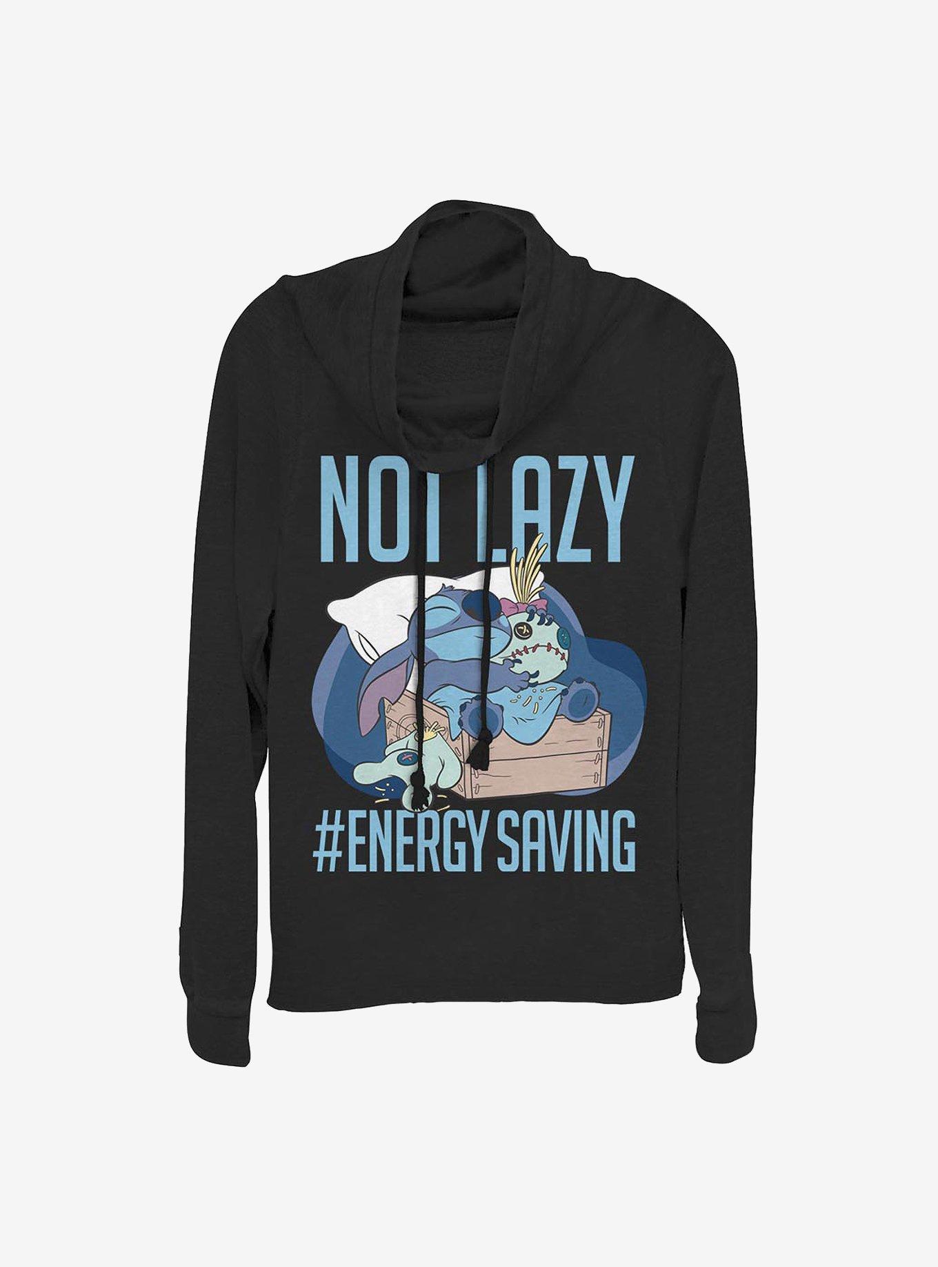 Disney Lilo And Stitch Lazy Energy Cowl Neck Long-Sleeve Womens Top, , hi-res