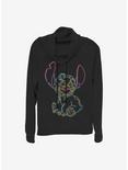 Disney Lilo And Stitch Neon Stitch Cowl Neck Long-Sleeve Womens Top, BLACK, hi-res