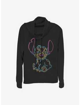 Disney Lilo And Stitch Neon Stitch Cowl Neck Long-Sleeve Womens Top, , hi-res