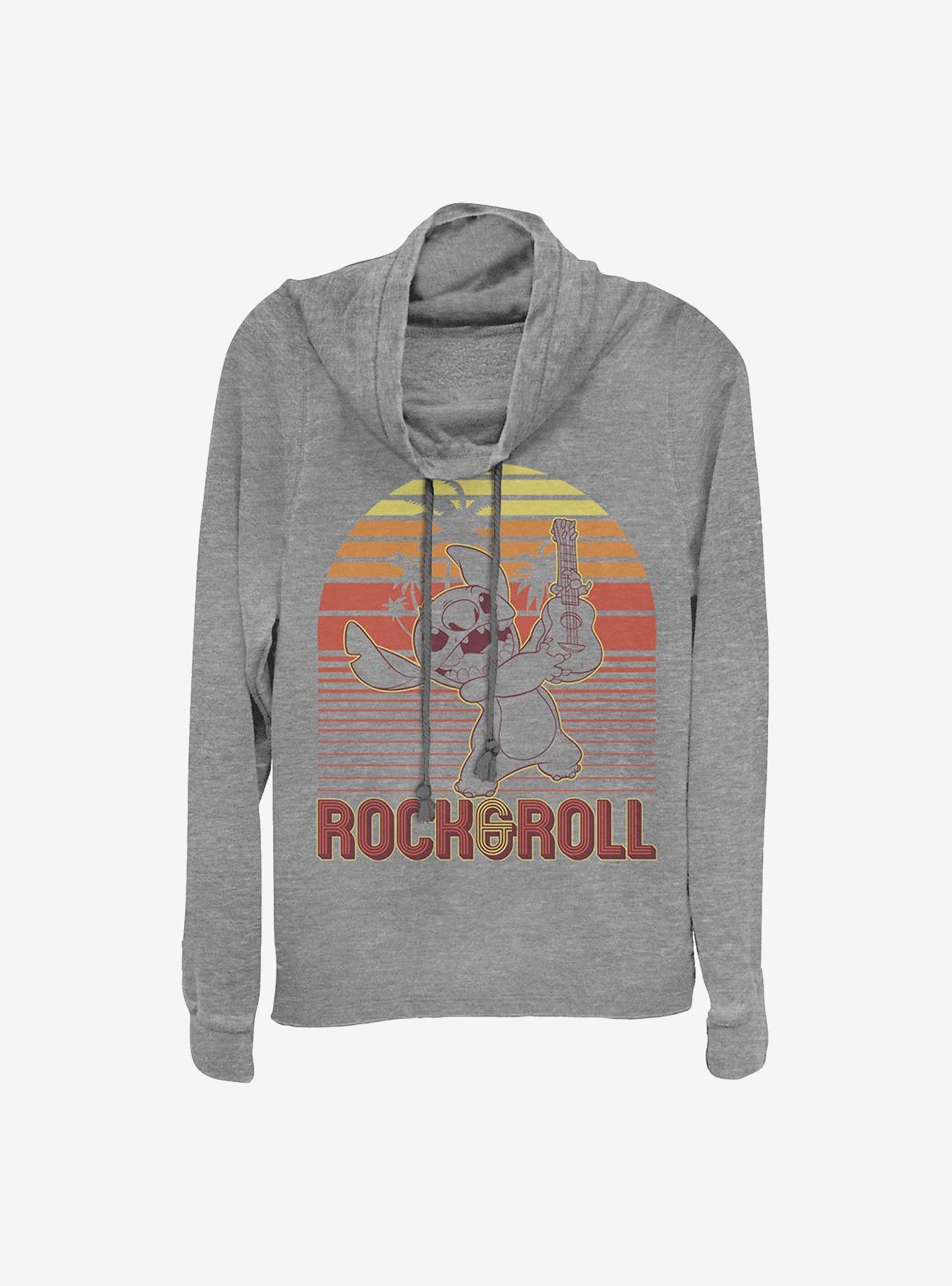 Disney Lilo And Stitch Rock And Roll Stitch Cowl Neck Long-Sleeve Womens Top, , hi-res