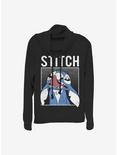Disney Lilo And Stitch Savage Stitch Cowl Neck Long-Sleeve Womens Top, BLACK, hi-res