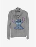 Disney Lilo And Stitch Simply Stitch Cowl Neck Long-Sleeve Womens Top, GRAY HTR, hi-res