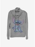 Disney Lilo And Stitch Sketchy Stitch Cowl Neck Long-Sleeve Womens Top, GRAY HTR, hi-res