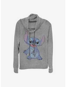 Disney Lilo And Stitch Sketchy Stitch Cowl Neck Long-Sleeve Womens Top, , hi-res