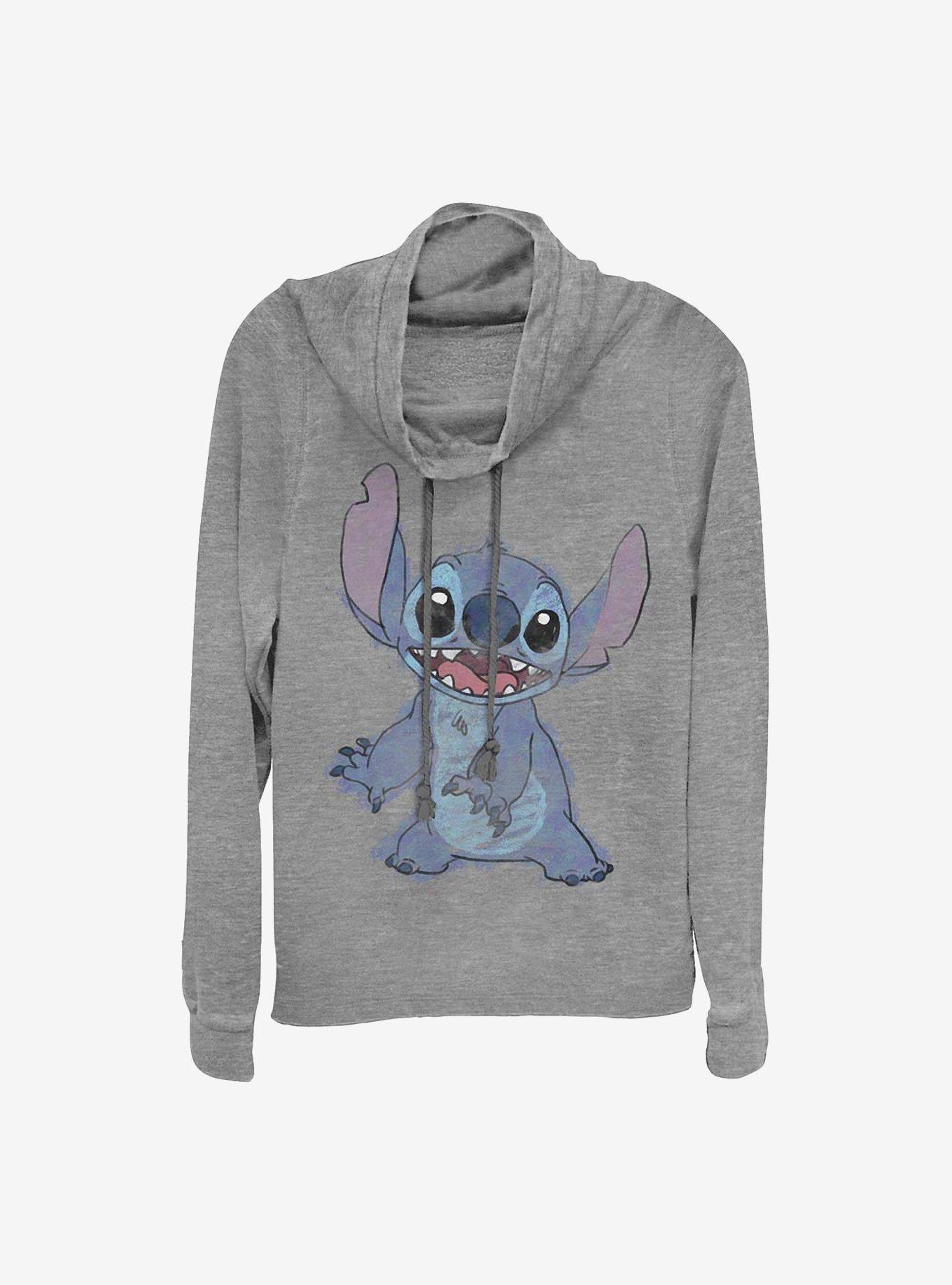 Disney Lilo And Stitch Sketchy Stitch Cowl Neck Long-Sleeve Womens Top, , hi-res