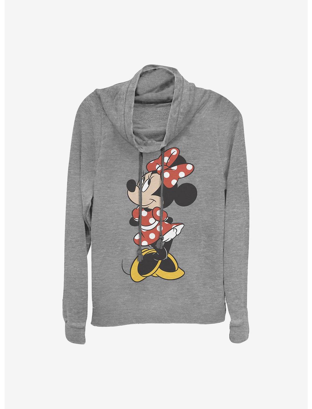 Disney Minnie Mouse Traditional Minnie Cowl Neck Long-Sleeve Womens Top, GRAY HTR, hi-res