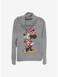 Disney Minnie Mouse Traditional Minnie Cowl Neck Long-Sleeve Womens Top, GRAY HTR, hi-res