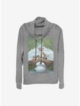 Disney Winnie The Pooh Poster Cowl Neck Long-Sleeve Womens Top, GRAY HTR, hi-res