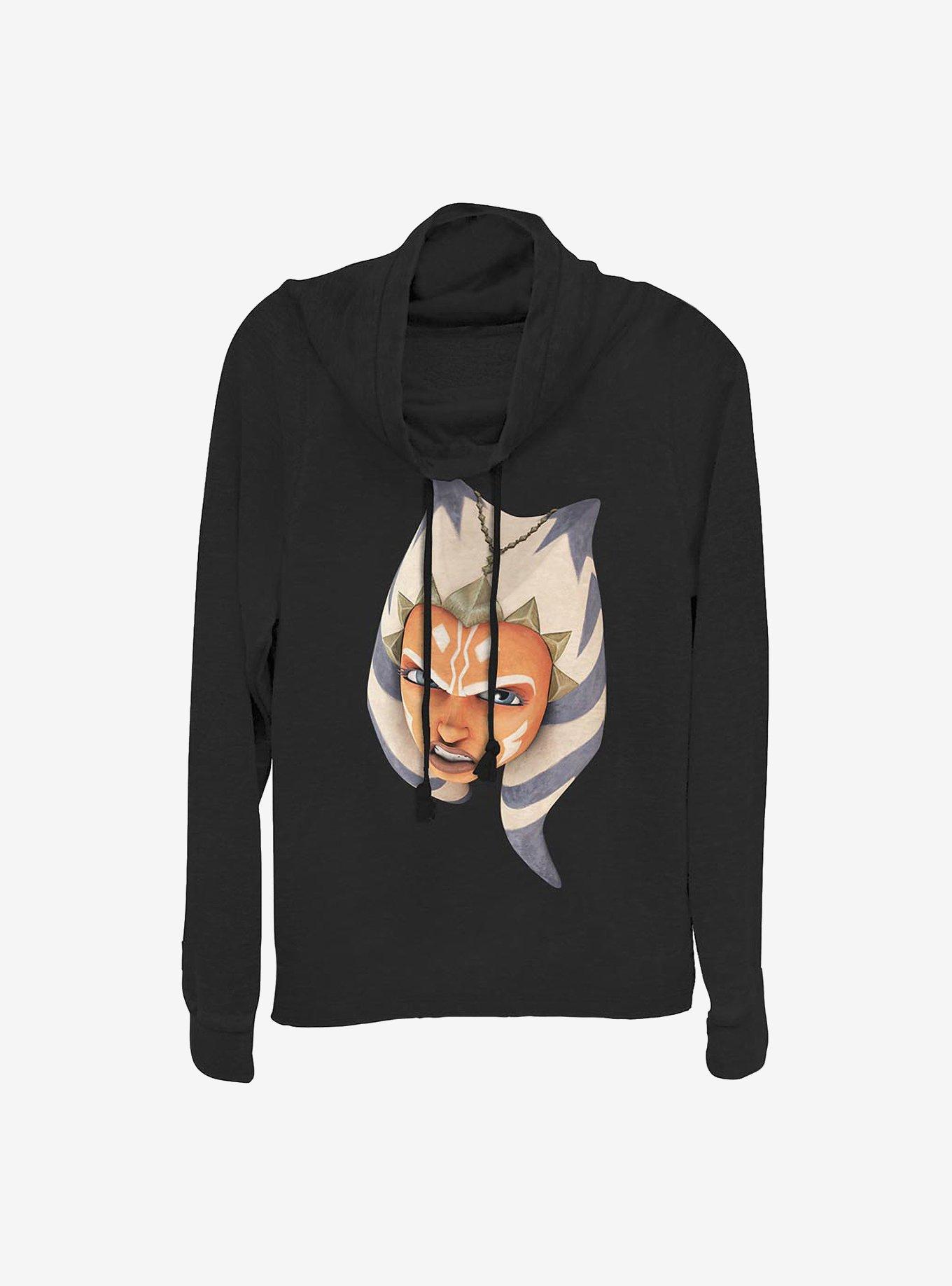 Star Wars: Clone Wars Ahsoka Face Cowl Neck Long-Sleeve Womens Top, , hi-res