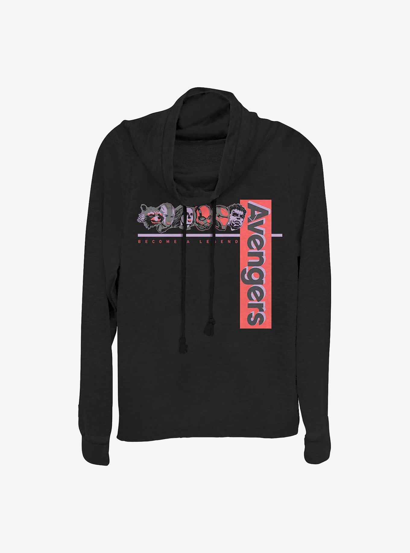 Marvel Avengers Faces Cowl Neck Long-Sleeve Womens Top, , hi-res