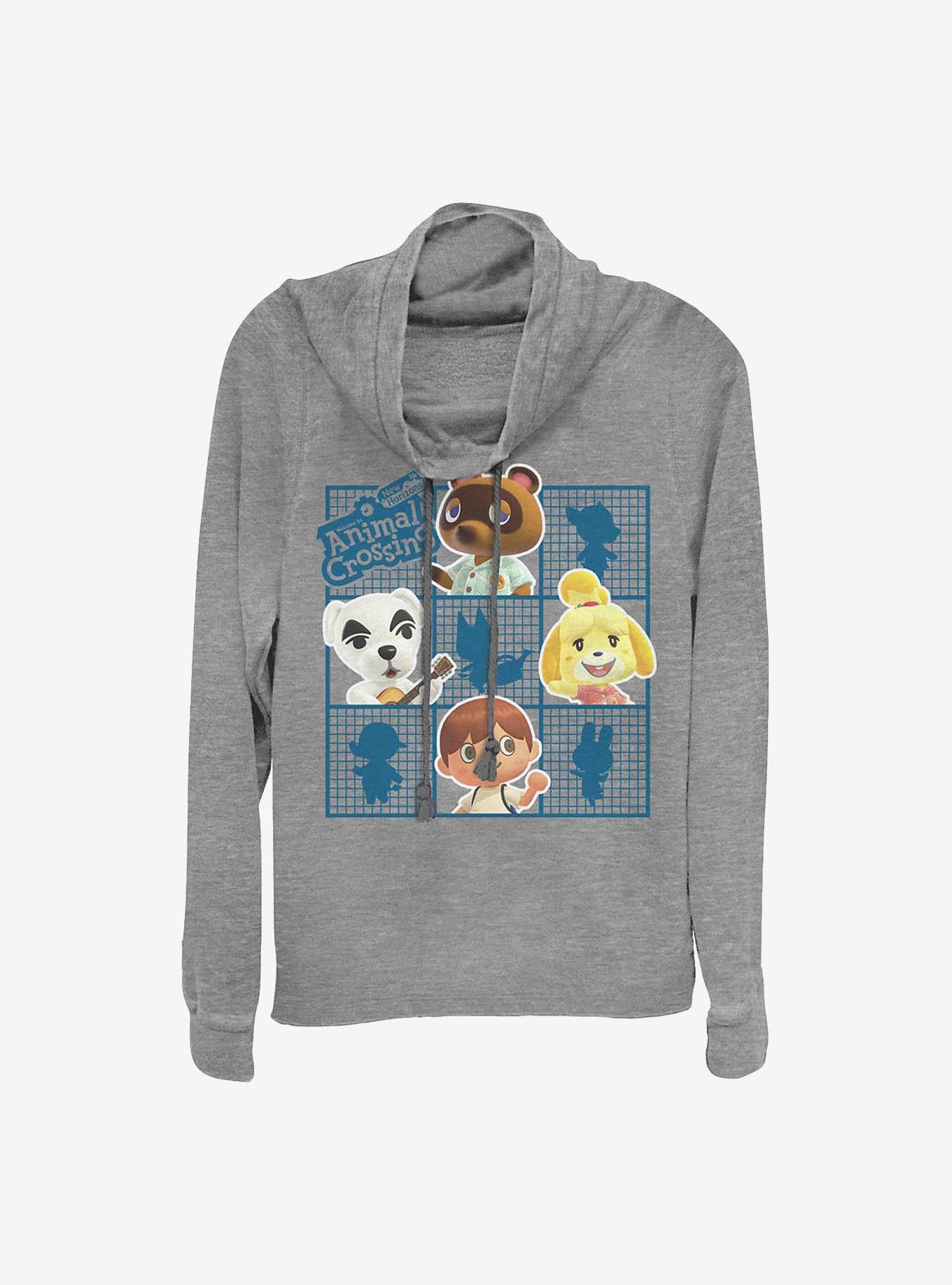 Animal Crossing Character Grid Cowl Neck Long-Sleeve Womens Top, , hi-res