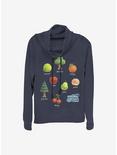 Animal Crossing Fruit And Trees Cowl Neck Long-Sleeve Womens Top, NAVY, hi-res