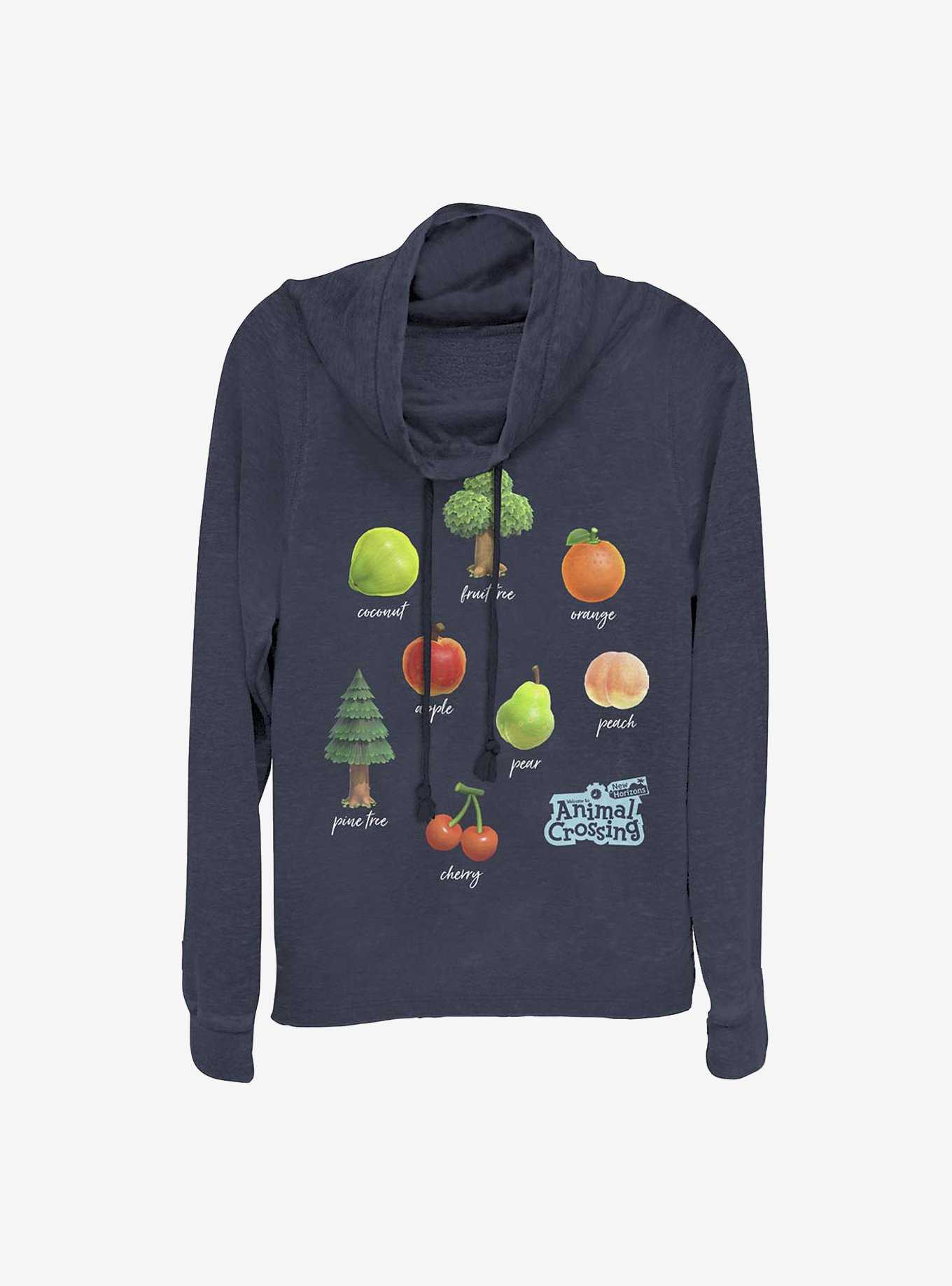 Animal Crossing Fruit And Trees Cowl Neck Long-Sleeve Womens Top, , hi-res