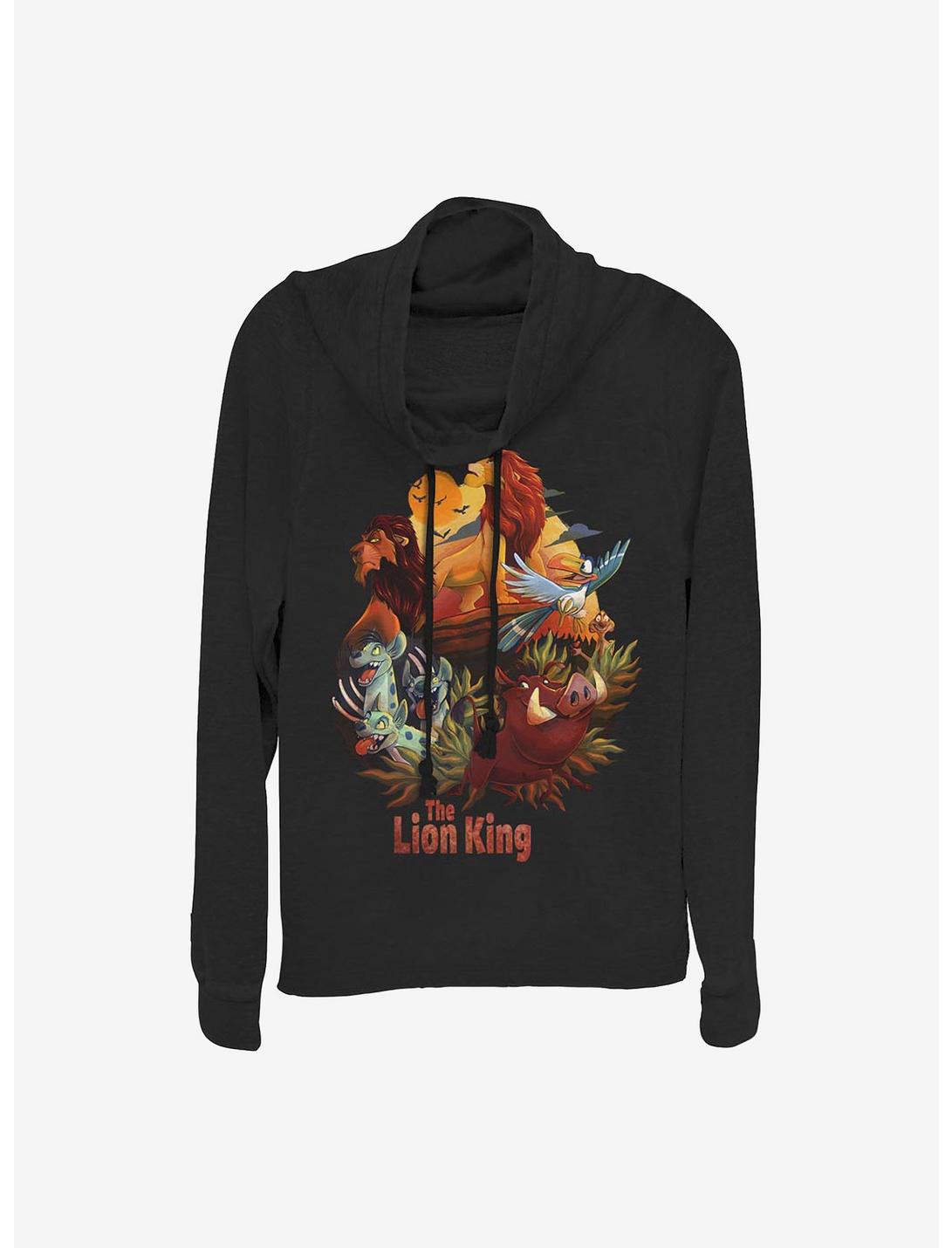 Disney The Lion King Heroes And Villains Cowl Neck Long-Sleeve Womens Top, BLACK, hi-res