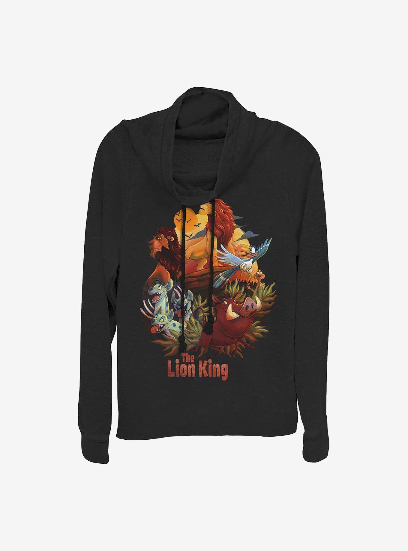 Disney The Lion King Heroes And Villains Cowl Neck Long-Sleeve Womens Top, BLACK, hi-res