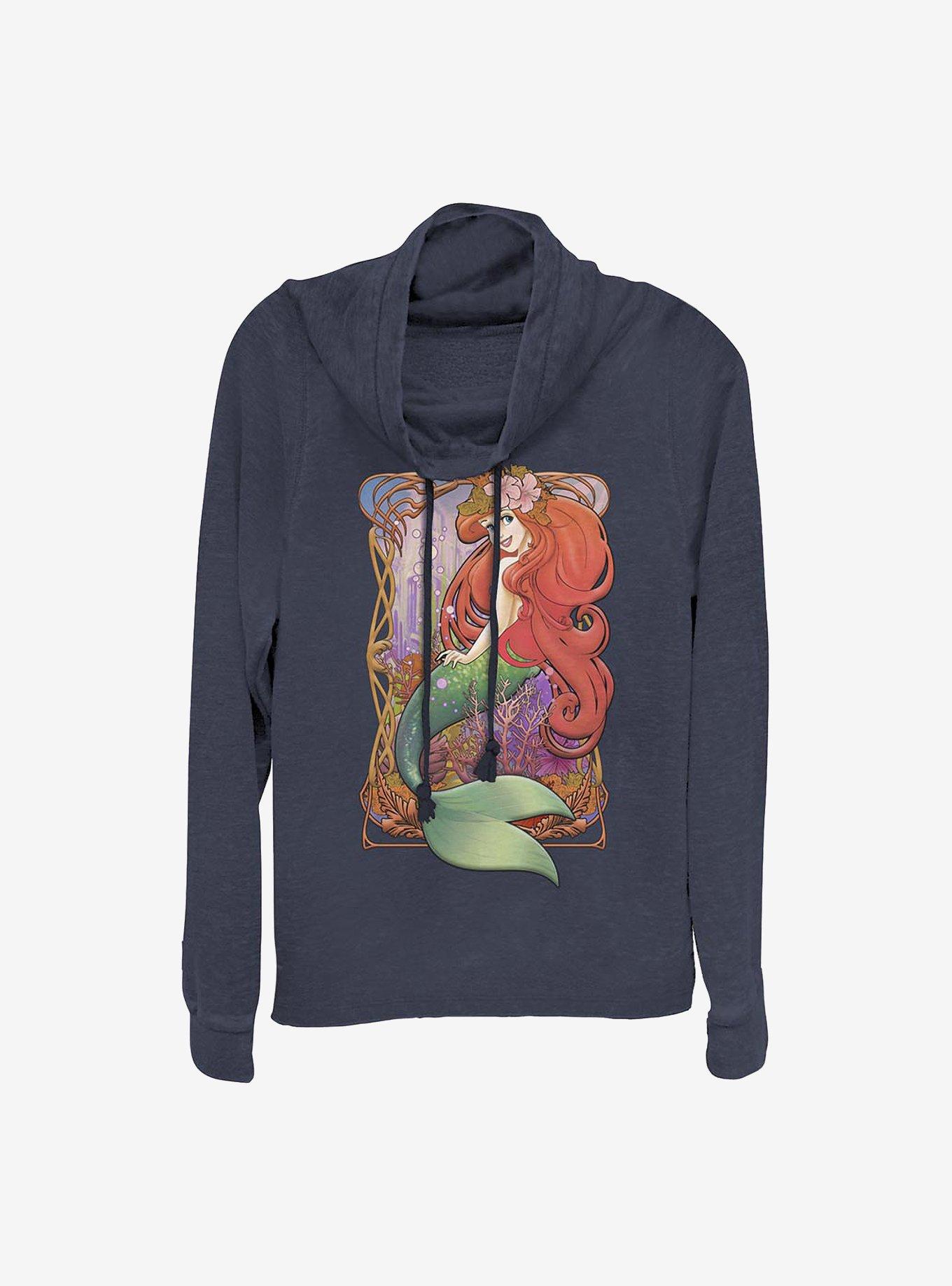 Disney The Little Mermaid Glamorous Ariel Cowl Neck Long-Sleeve Womens Top, , hi-res