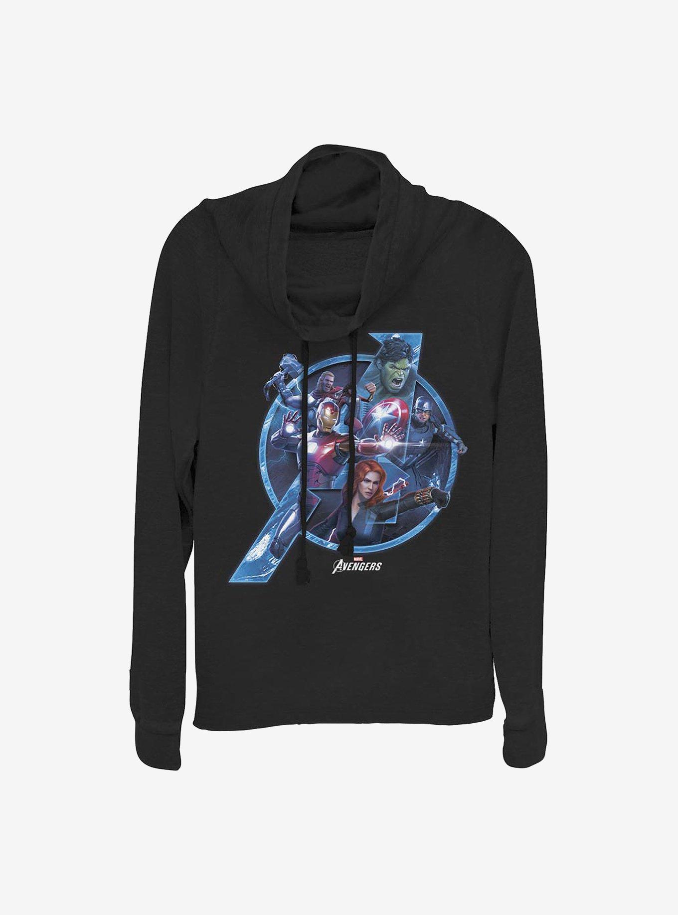 Marvel Avengers A Team Cowl Neck Long-Sleeve Womens Top, , hi-res