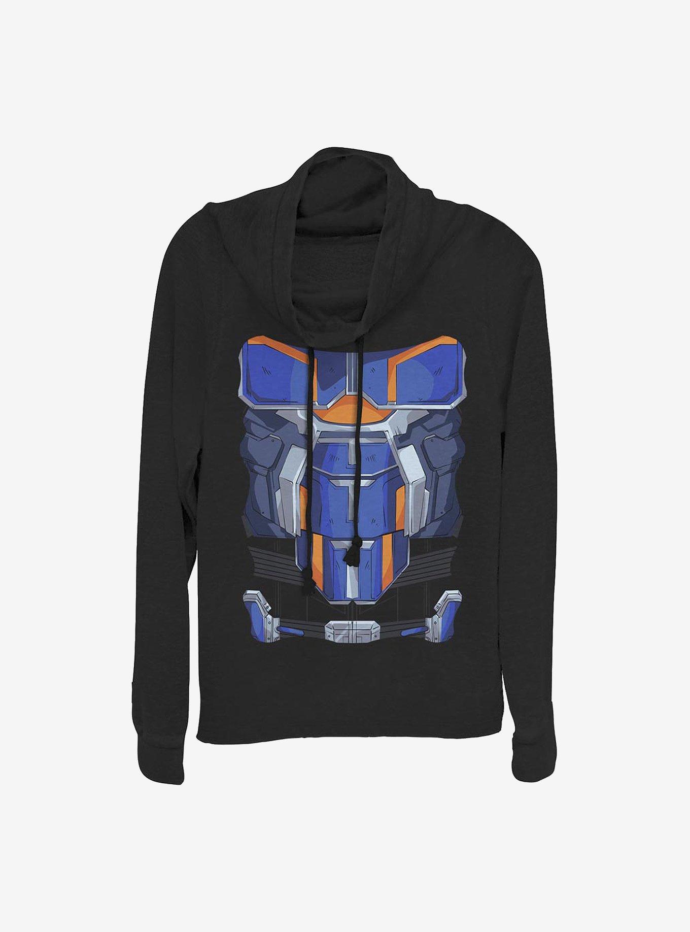 Marvel Avengers Taskmaster Costume Cowl Neck Long-Sleeve Womens Top, BLACK, hi-res