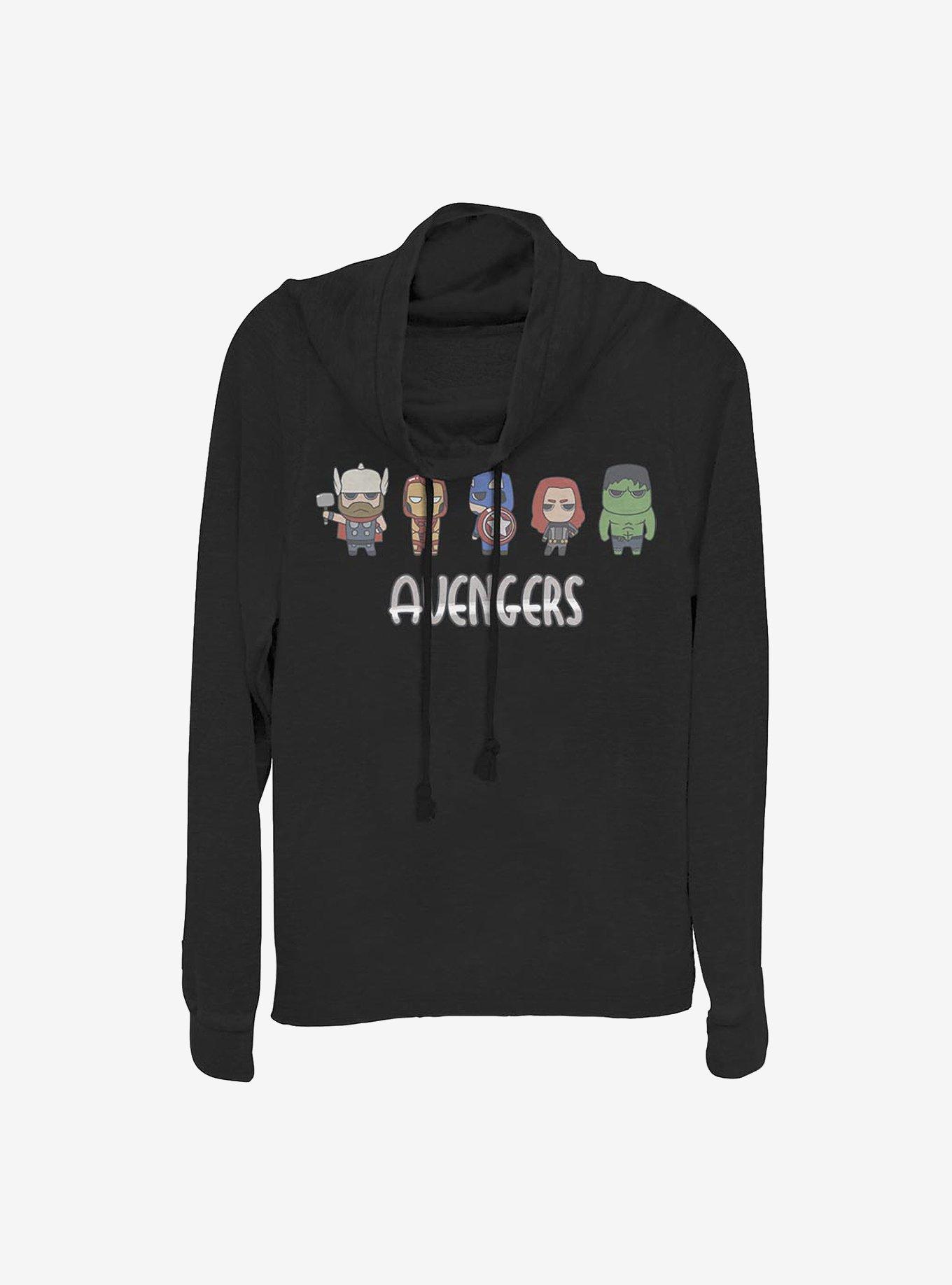 Marvel Avengers Doodle Avengers Cowl Neck Long-Sleeve Womens Top, , hi-res