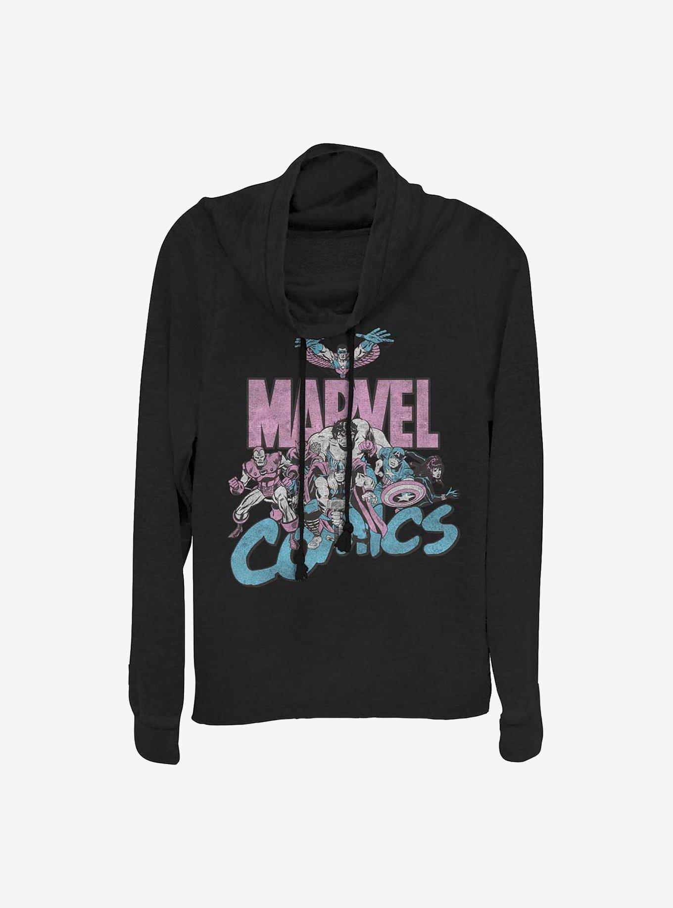 Marvel Avengers Pastel Group Cowl Neck Long-Sleeve Womens Top, , hi-res