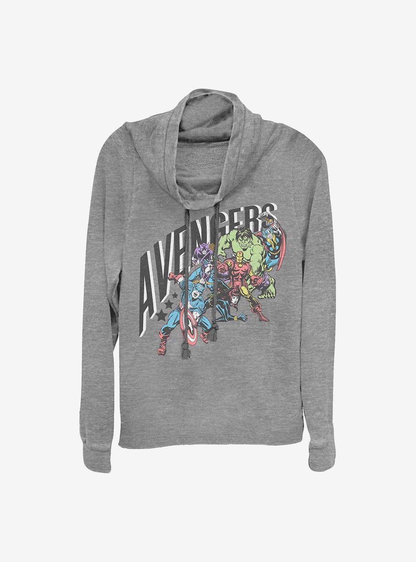 Marvel Avengers Pastel Group Cowl Neck Long-Sleeve Womens Top, , hi-res