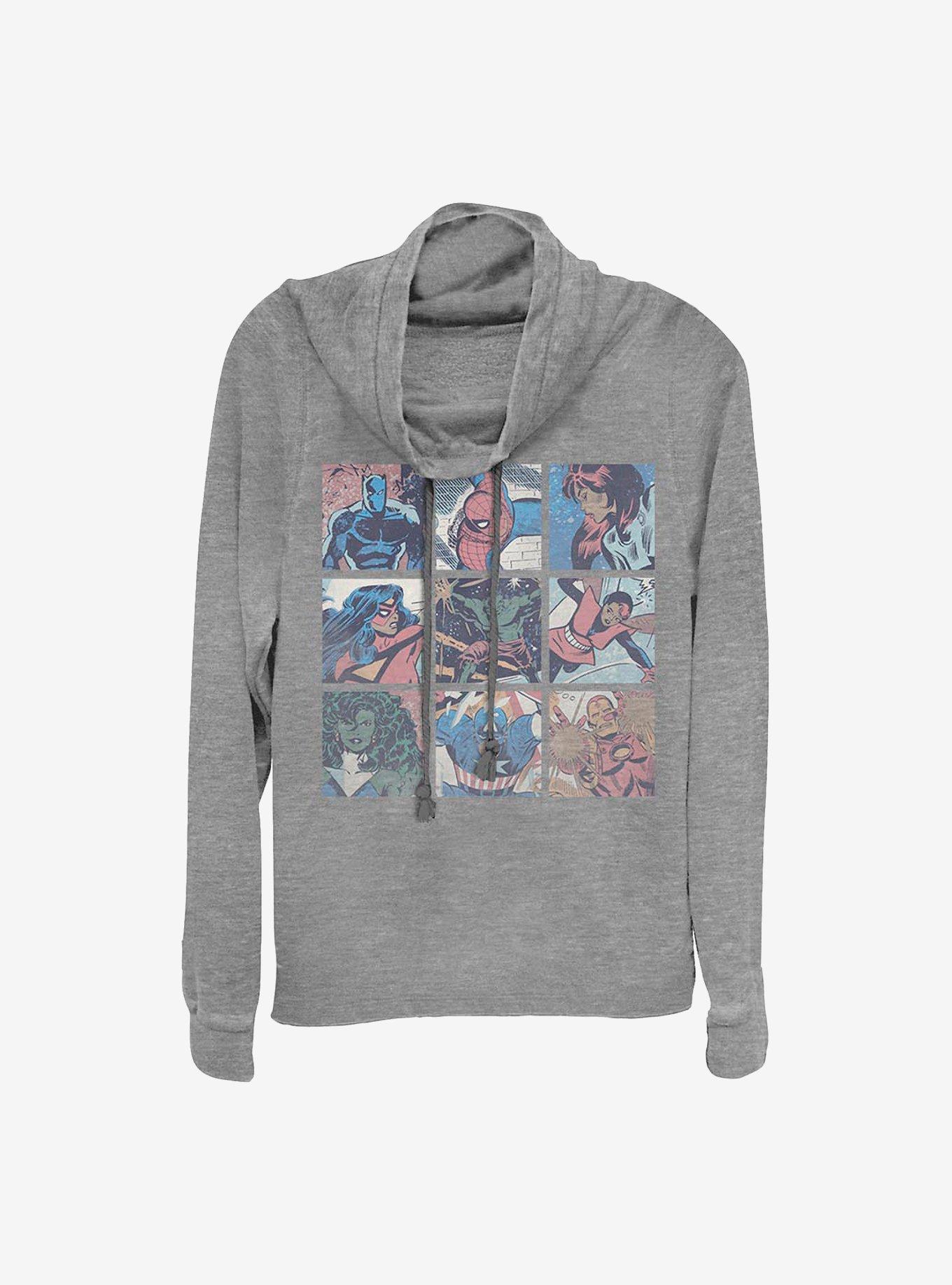 Marvel Avengers Pastel Heroes Cowl Neck Long-Sleeve Womens Top, , hi-res