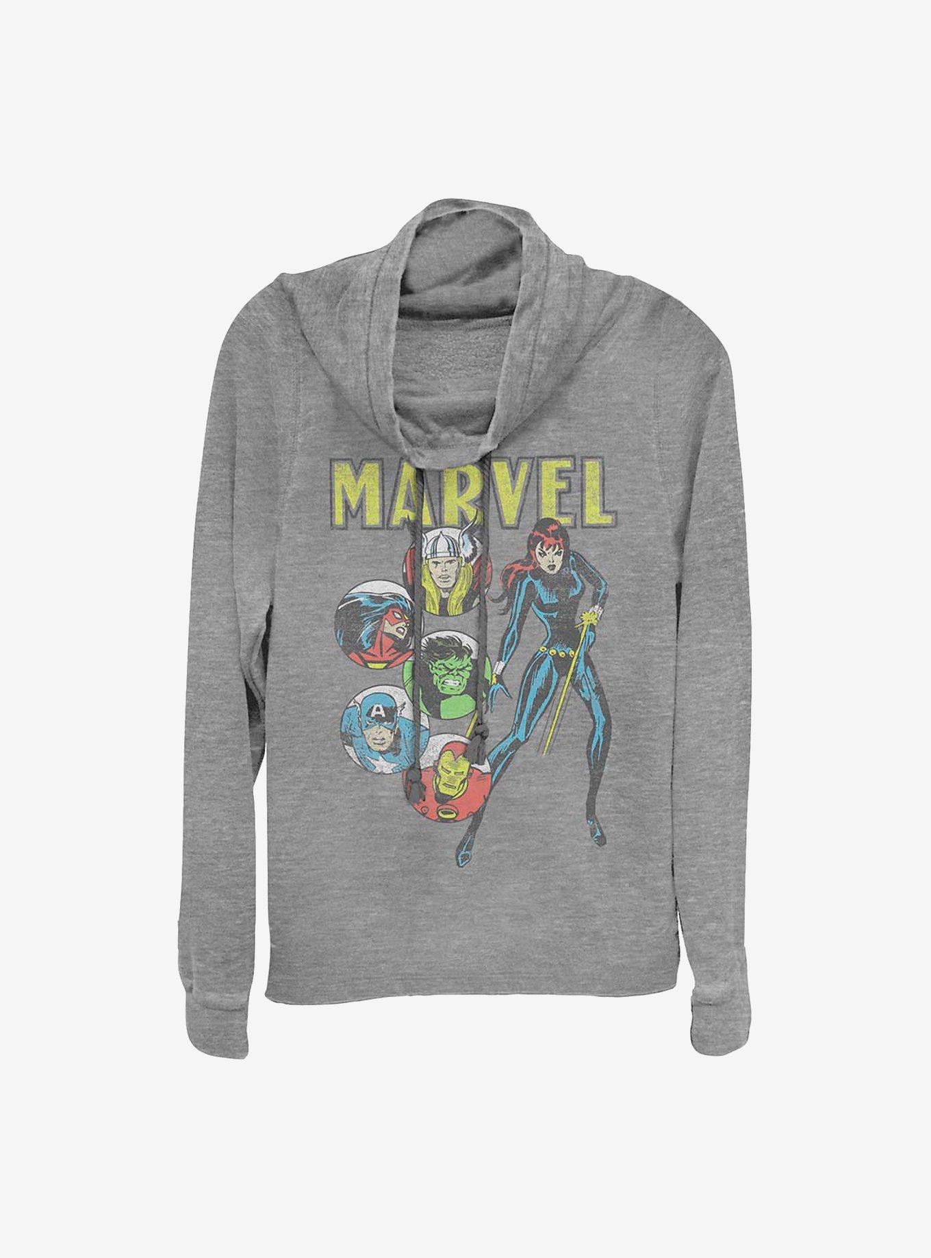 Marvel Avengers Retro Avengers Cowl Neck Long-Sleeve Womens Top, , hi-res