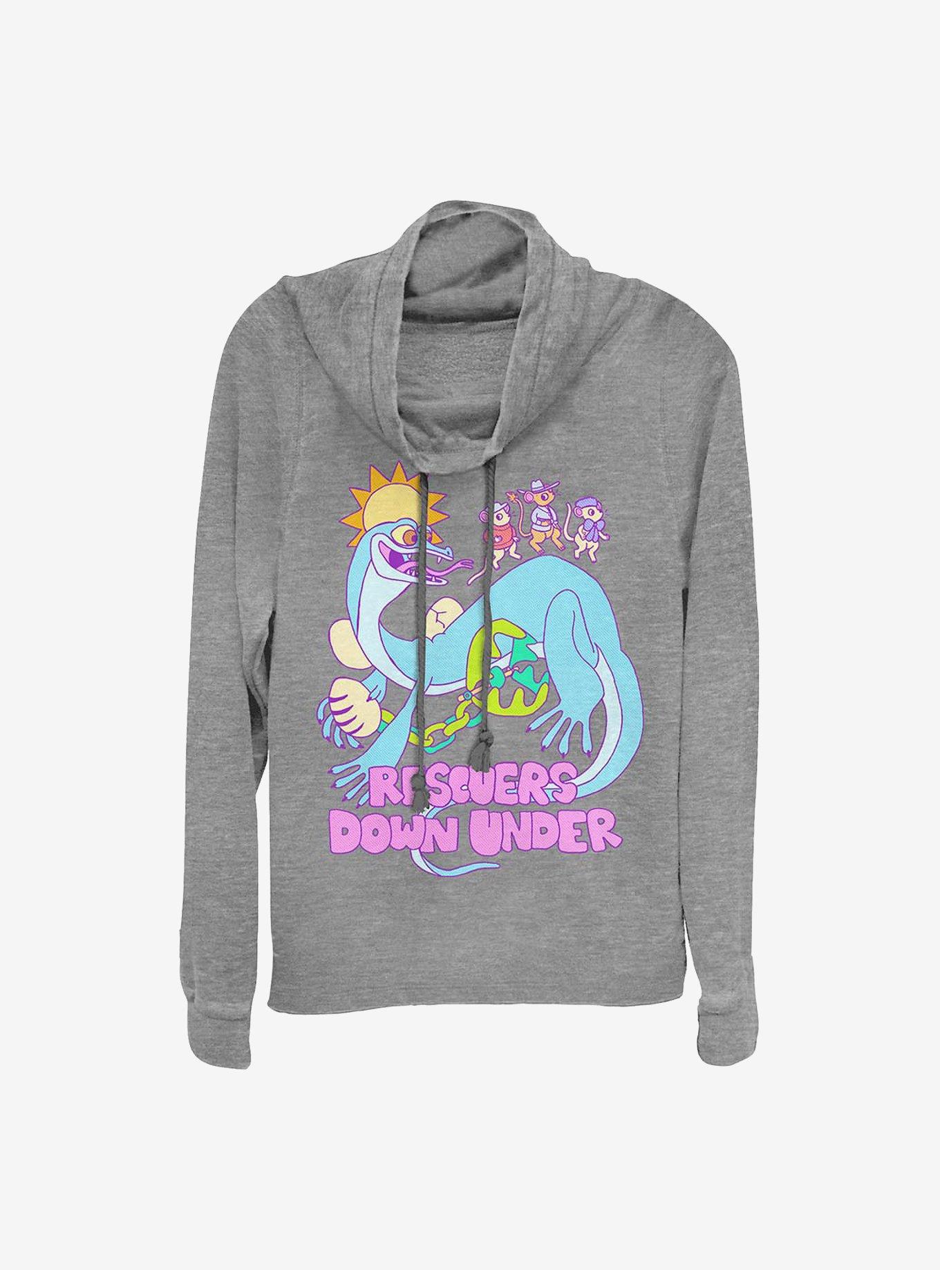 Disney The Rescuers Down Under Cartoon Cowl Neck Long-Sleeve Womens Top, GRAY HTR, hi-res