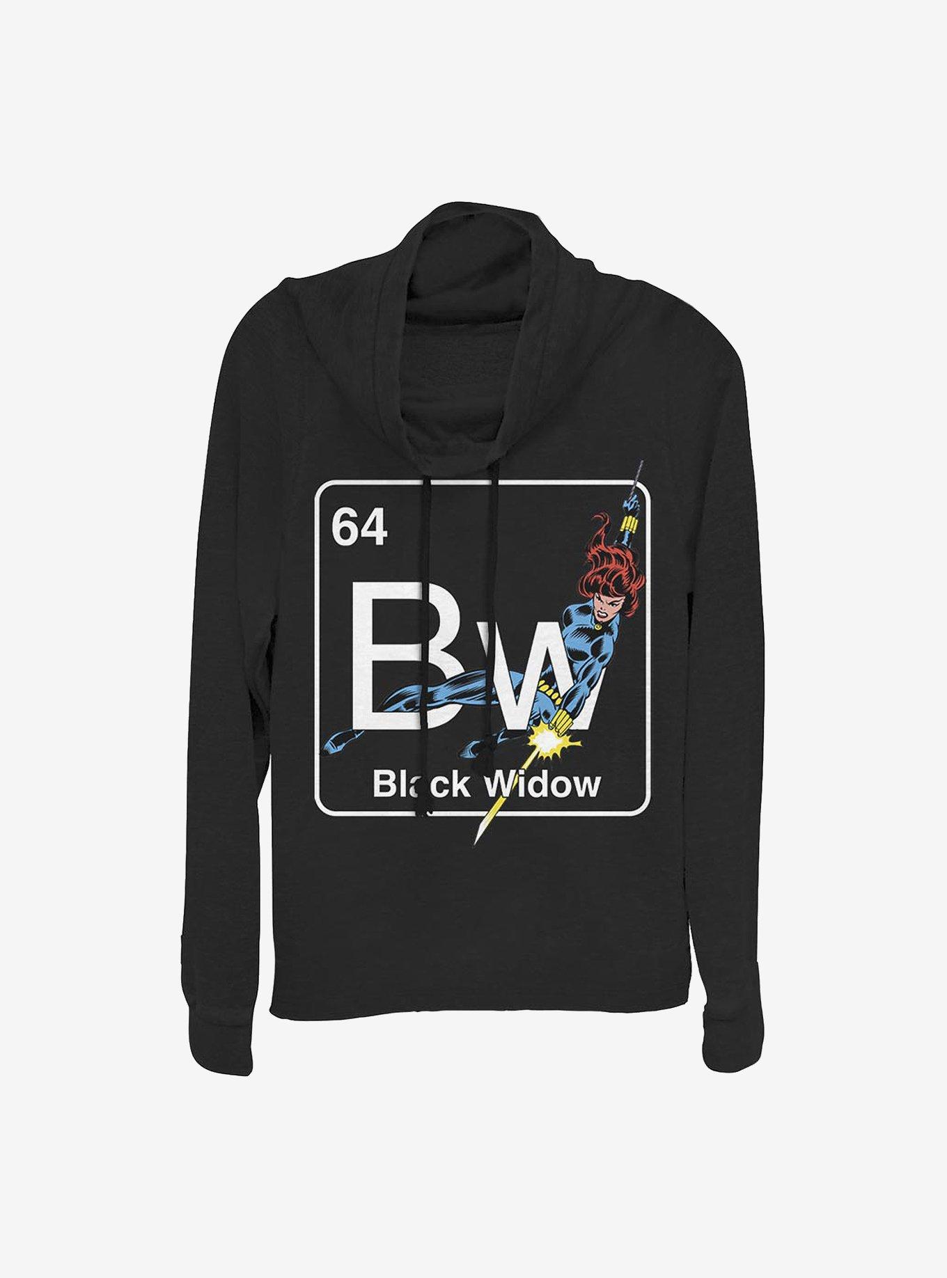Marvel Black Widow Periodic Black Widow Cowl Neck Long-Sleeve Womens Top, , hi-res