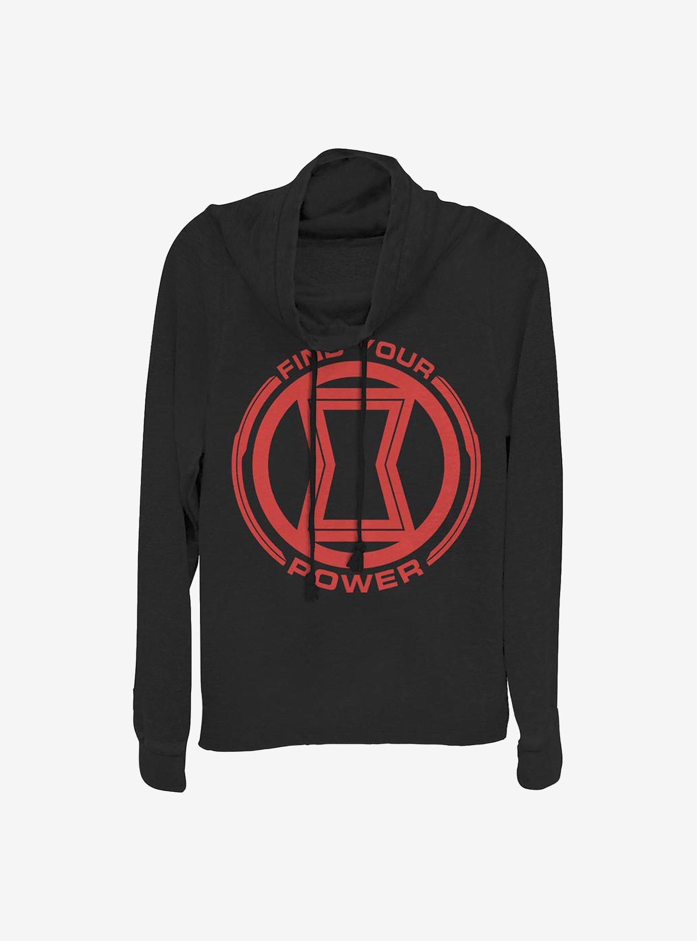 Marvel Black Widow Power Of Black Widow Cowl Neck Long-Sleeve Womens Top, , hi-res