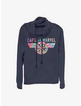 Marvel Captain Marvel Tie Dye Captain Cowl Neck Long-Sleeve Womens Top, , hi-res
