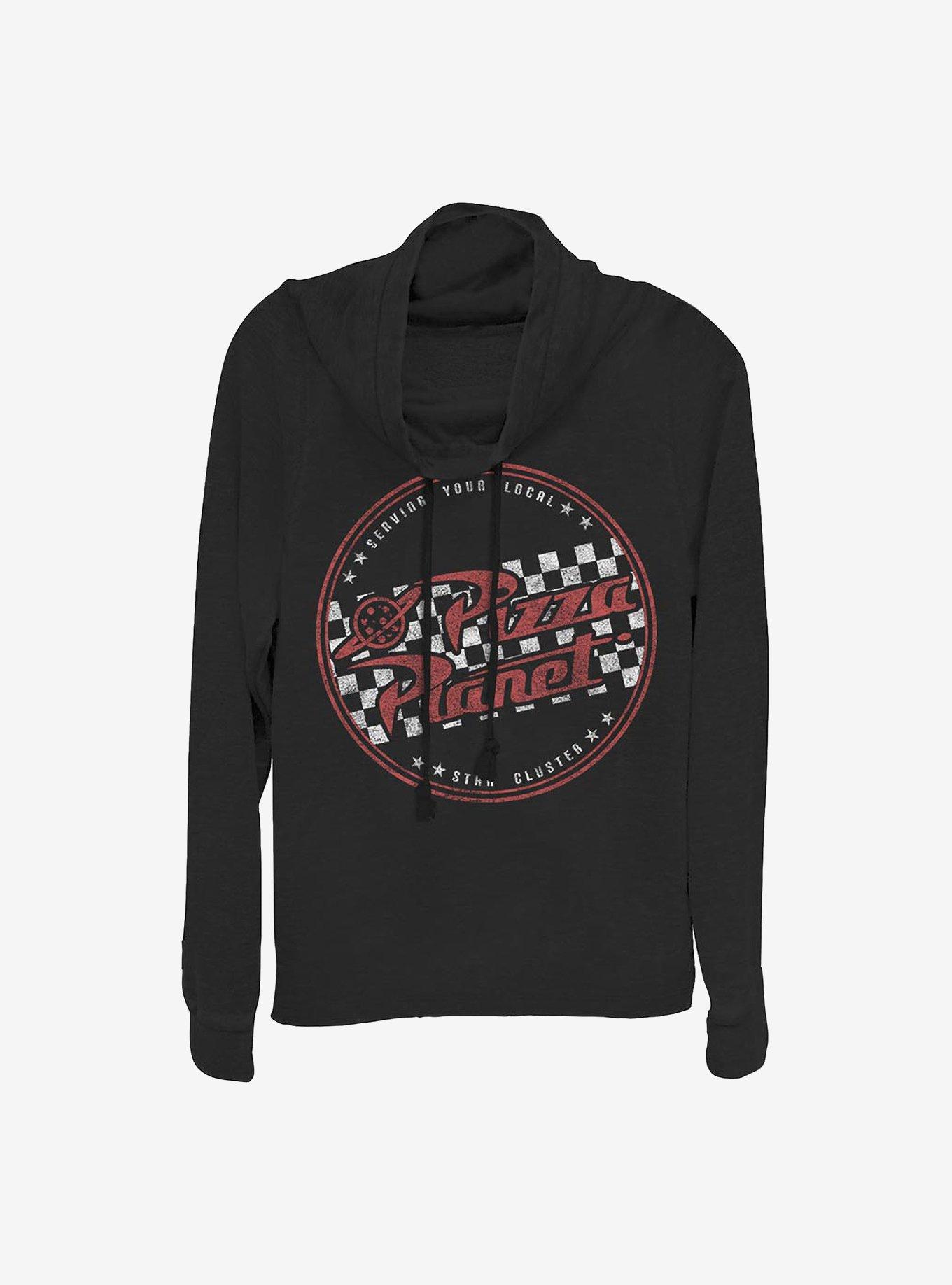 Disney Pixar Toy Story Pizza Planet Logo Cowl Neck Long-Sleeve Womens Top, , hi-res