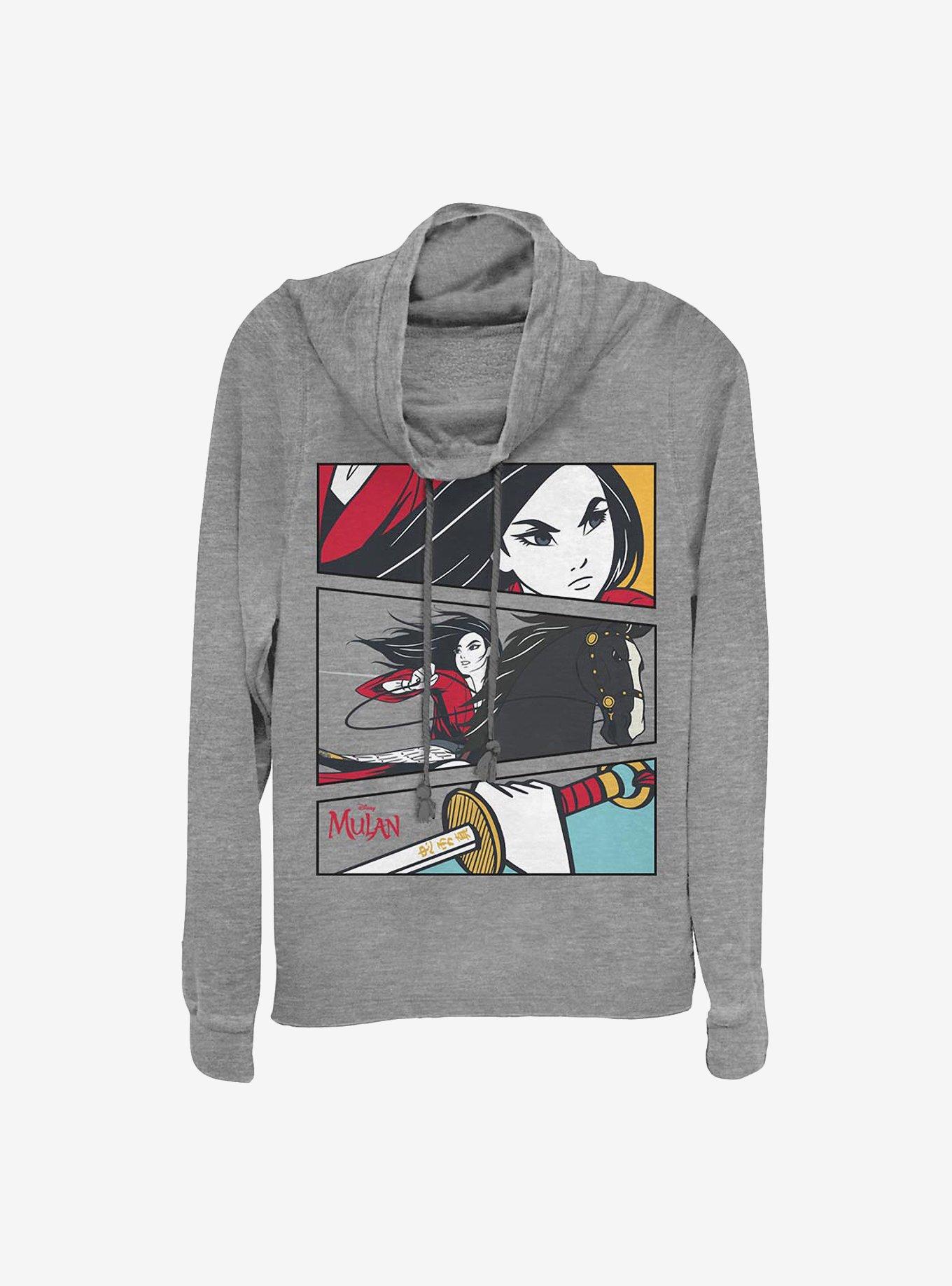 Disney Mulan Action Panels Cowl Neck Long-Sleeve Womens Top, , hi-res