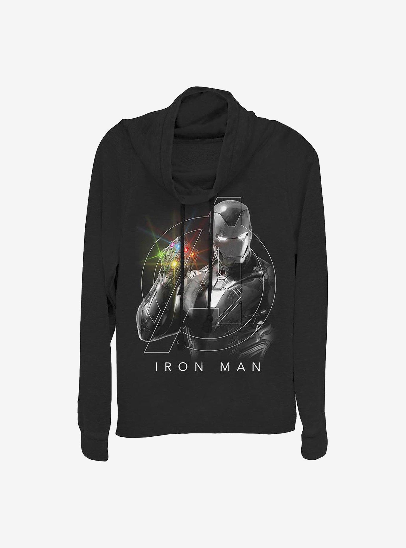Marvel Iron Man Only One Cowl Neck Long-Sleeve Womens Top, BLACK, hi-res