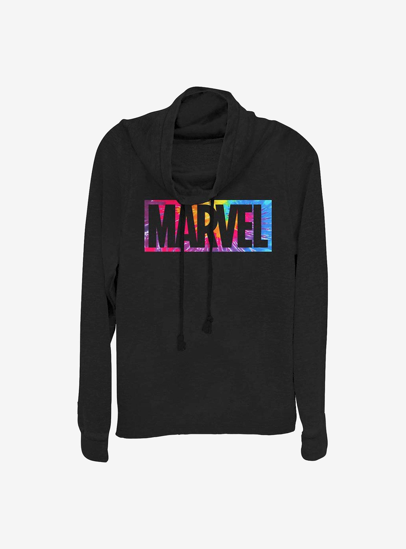 Marvel Brick Tie-Dye Cowl Neck Long-Sleeve Womens Top, , hi-res