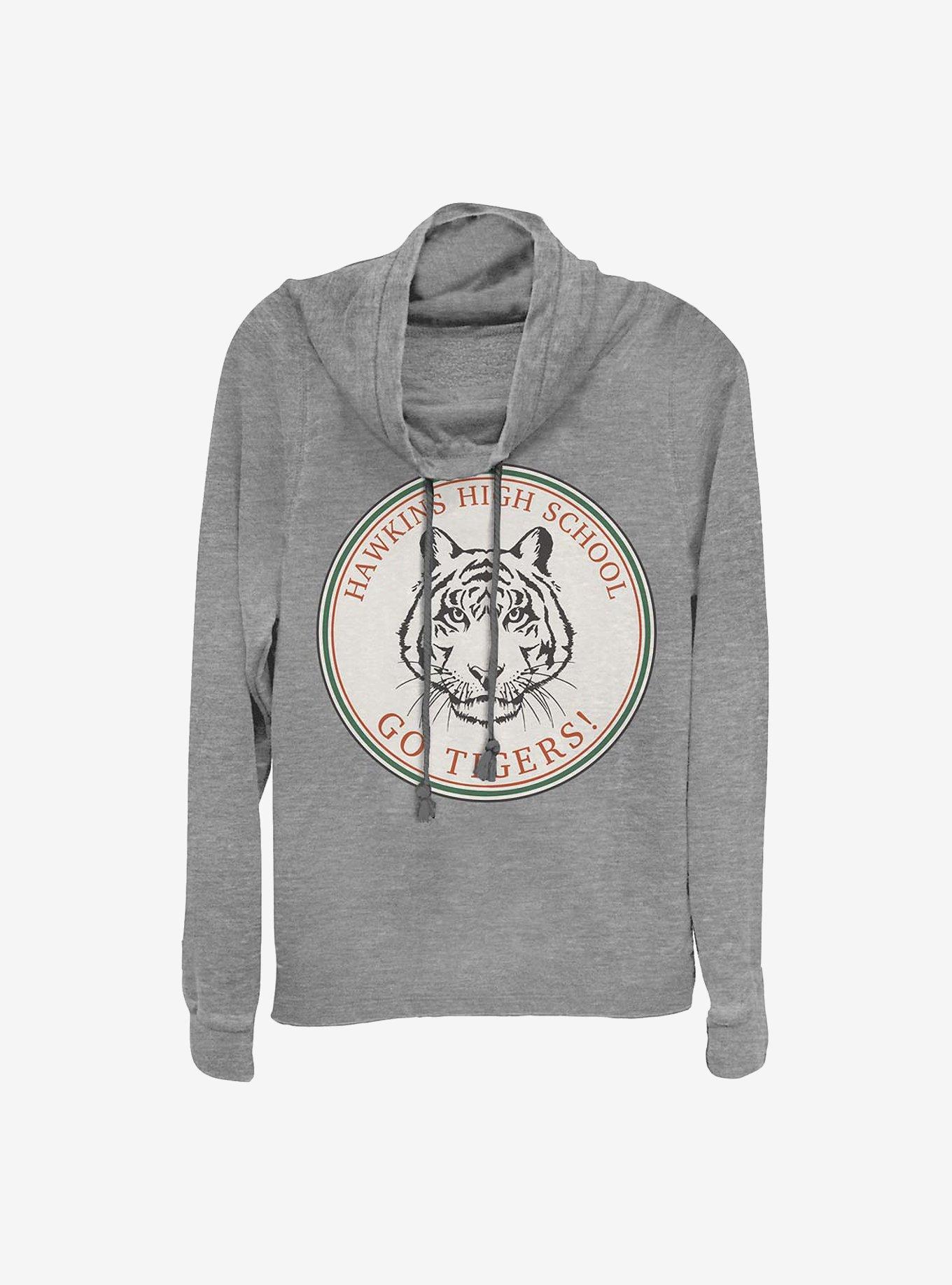 Stranger Things Hawkins Go Tigers Cowl Neck Long-Sleeve Womens Top, , hi-res