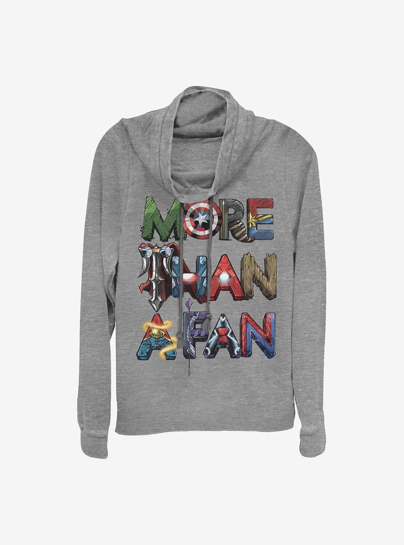 Marvel Fan Letters Cowl Neck Long-Sleeve Womens Top, , hi-res