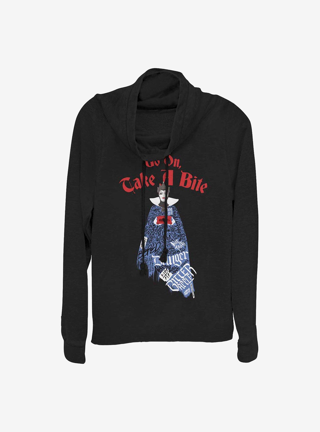Disney Villains Evil Queen Word Fill Cowl Neck Long-Sleeve Womens Top, , hi-res