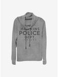 Stranger Things Hawkins Police Department Cowl Neck Long-Sleeve Womens Top, GRAY HTR, hi-res